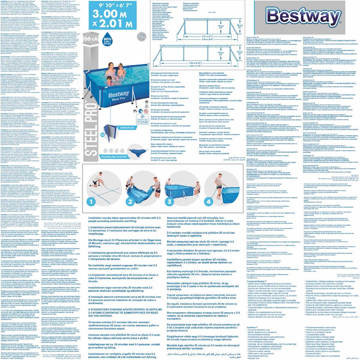 Bestway Steel Pro - 300 x 201 x 66 cm - Opzetzwembad — afbeelding 12