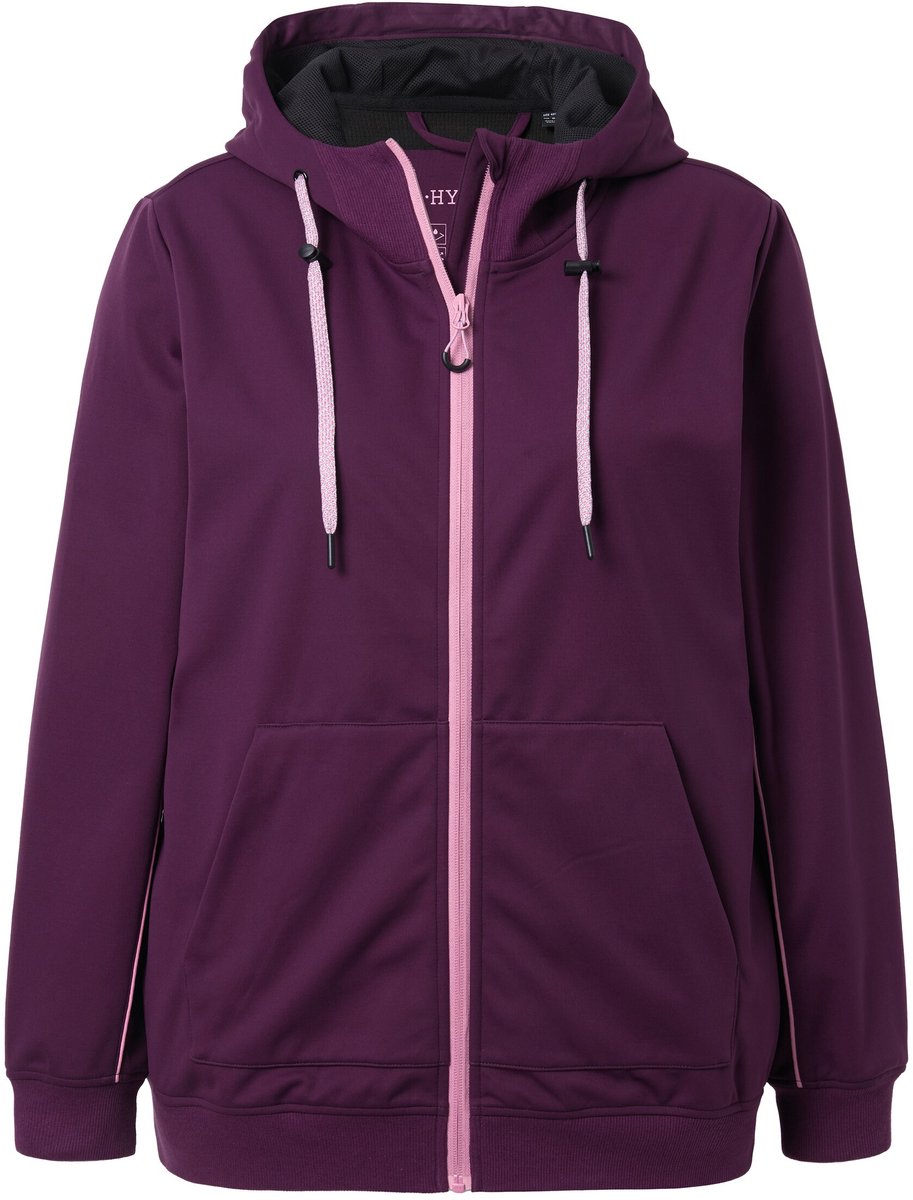 Ulla Popken - Dames - Functionele softshelljas waterafstotend capuchon - Druivenrood - Maat 46+