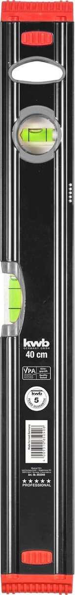 Aluminium waterpas 40 cm met schokbestendige libel en nauwkeurigheid van 0,5 mm/m