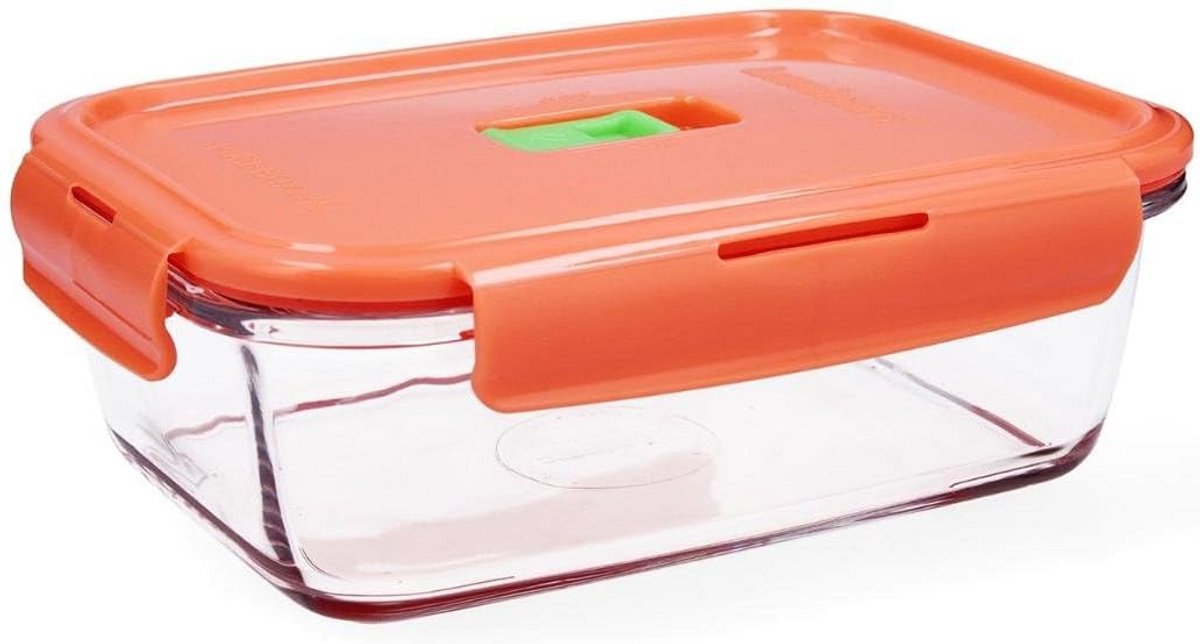 Rechthoekige glazen vershouddoos met deksel - 19 x 13 x 7,3 cm - 122 cl - Tweekleurig