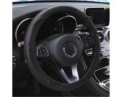 Universele Leren Stuurhoes voor Auto - Antislip, Ademend, Microvezel, 37-38 cm, Zwart/Rood