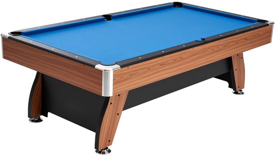 Pooltafel - Biljarttafel 244 cm - Houten Blad - Verstelbare Poten - Complete Set Met Ballen, Keuen, Krijt En Borstel - Voor Speelkamer En Recreatieruimte - Blauw van Merkloos — afbeelding 4