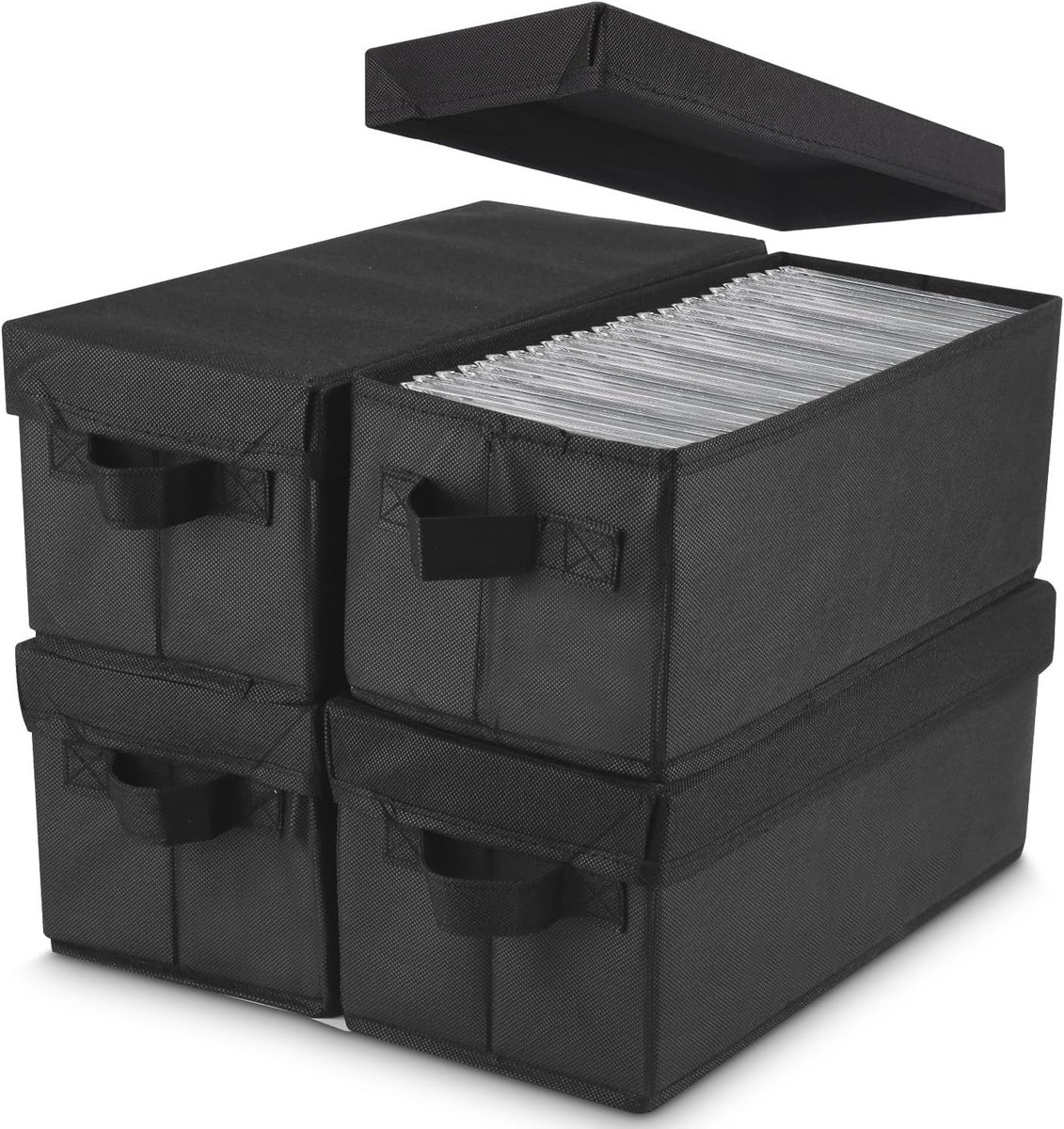 CD-opbergdozen set van 4 - Ruimte voor 165 cd's, stofdicht en draagbaar