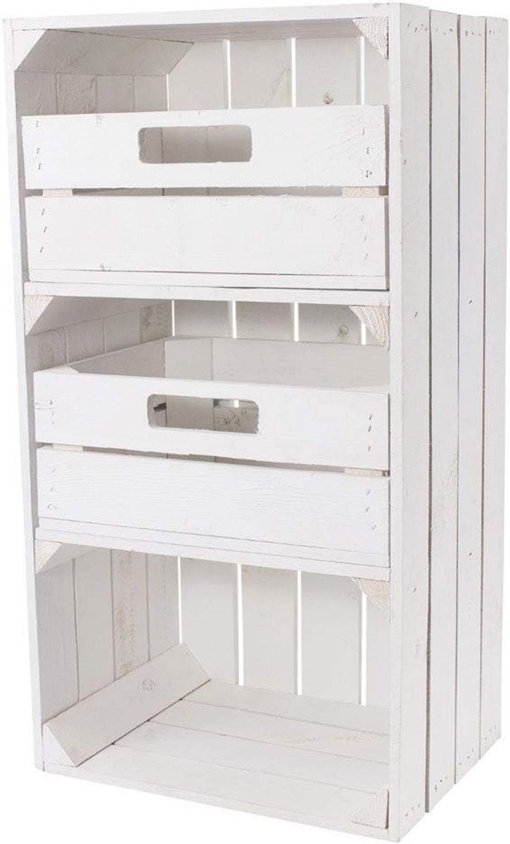 4-delig pakket kisten met lade en zonder lade - vintage houten kisten in shabby chic stijl