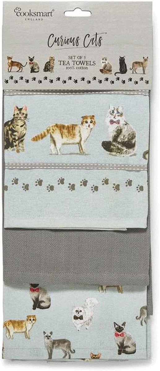 Theedoek 3-pack voor nieuwsgierige katten