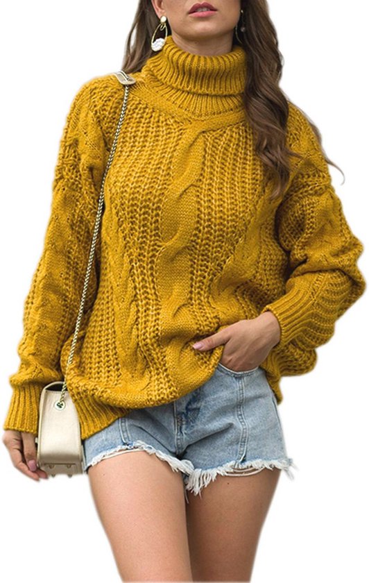 Dames coltruien, casual lange mouwen, kabeltrui, gebreide truien, tops, winterse losse, warme gebreide truien