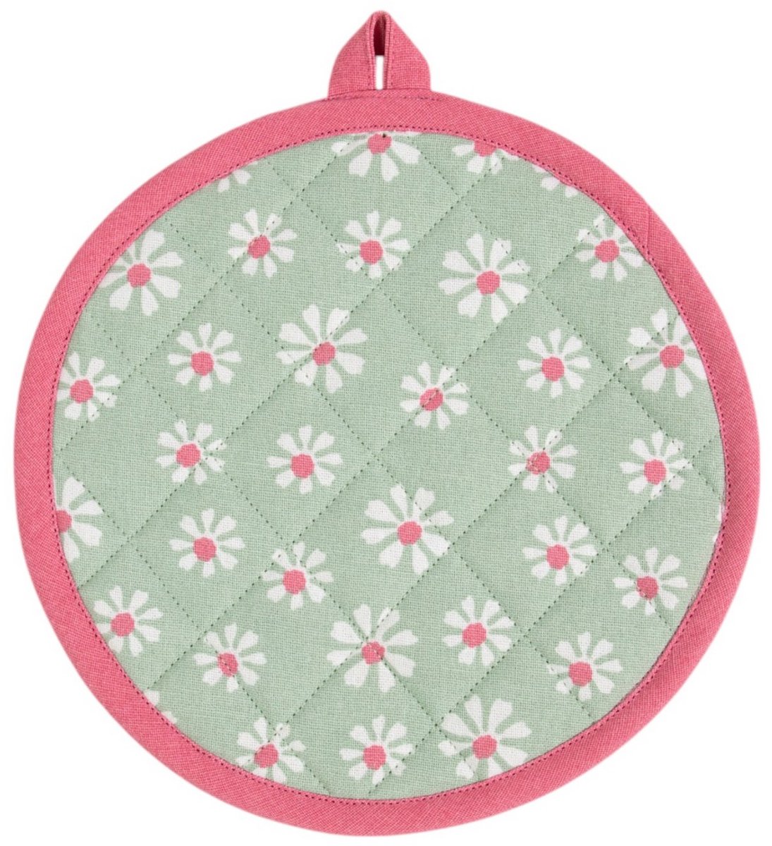 Daisy Flowers Pannenlap Onderzetter rond groen 20cm
