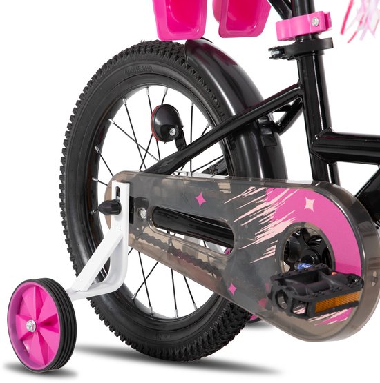 Joystar Zinnia Kinderfiets - 16 Inch - Met Mandje & Slingers - Zijwieltjes - Bel - Terugtraprem - Zwart van JOYSTAR — afbeelding 4