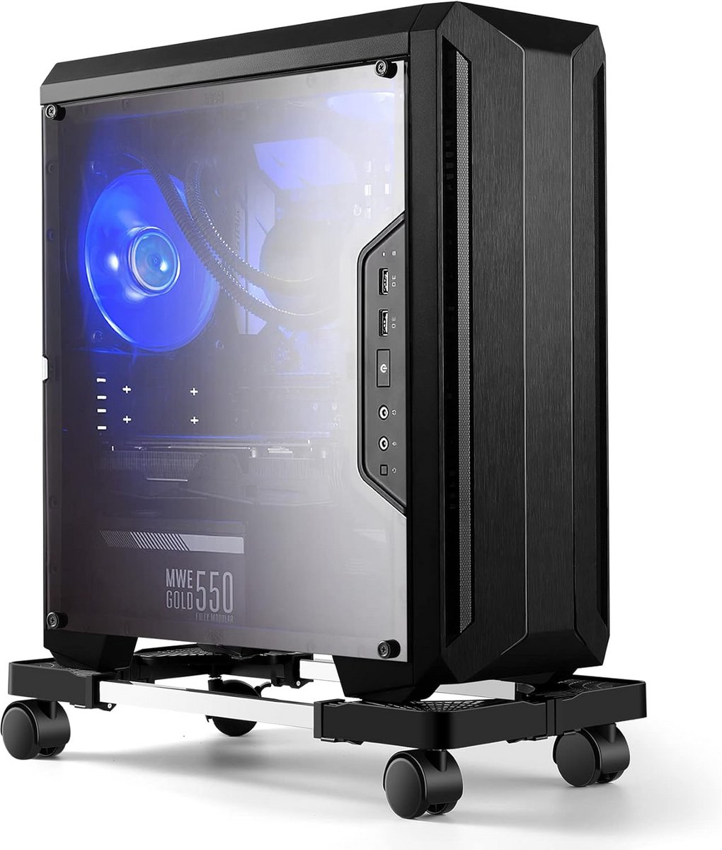Verstelbare PC Standard met Wielen voor Desktop Computers - Universele CPU-Standaard
