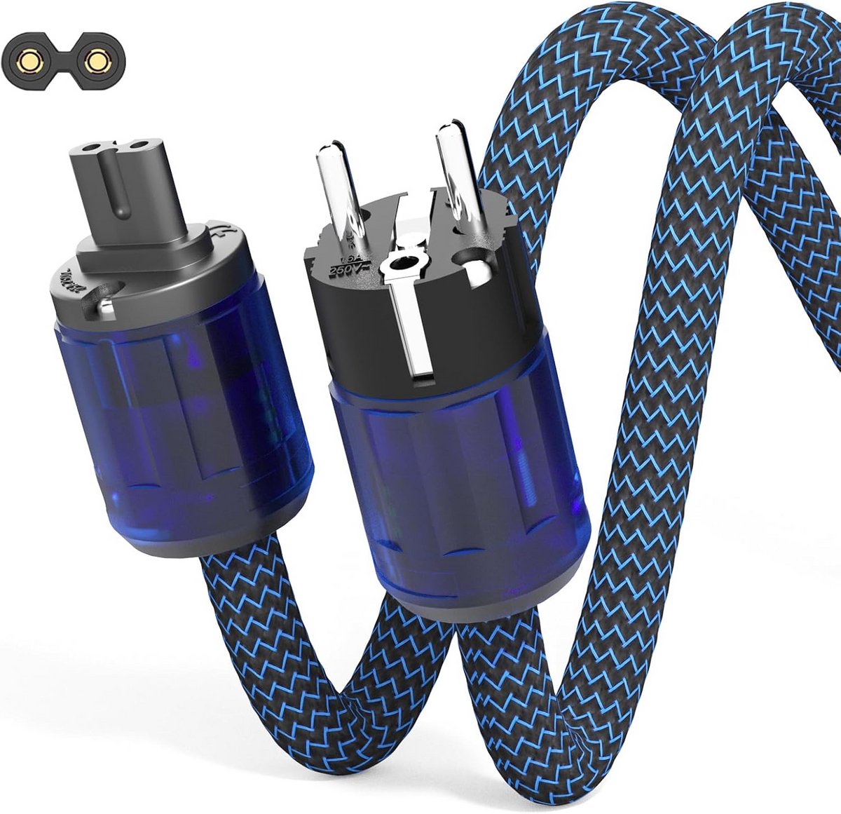 HiFi Stroomkabel 1m Voor Audioapparatuur C7 Netsnoer Schuko 2-polig OFC Afgeschermd