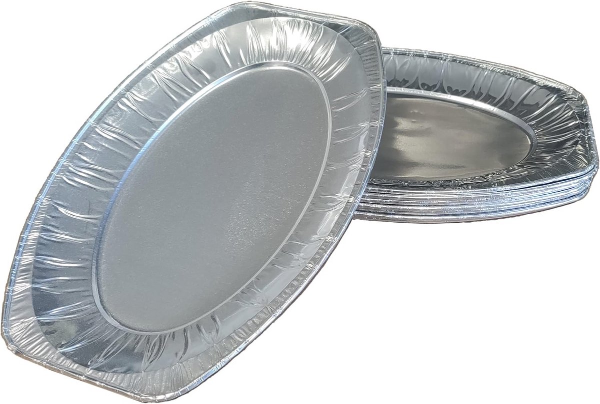 Set van 10 ovale aluminium dienbladen voor gebak en buffets