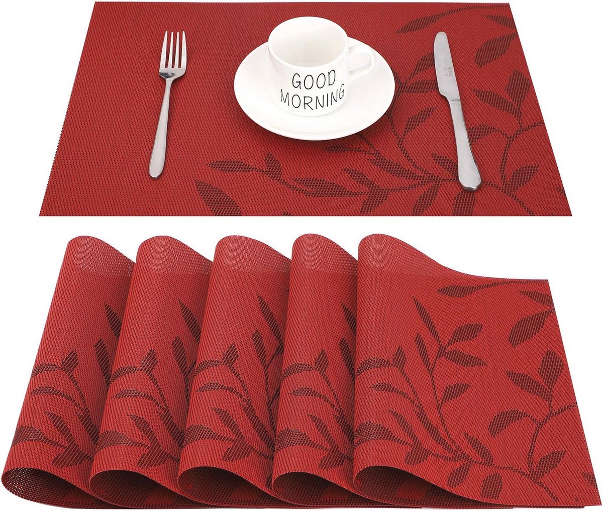 Set van 6 hittebestendige en gemakkelijk schoon te maken placemats 45x30cm
