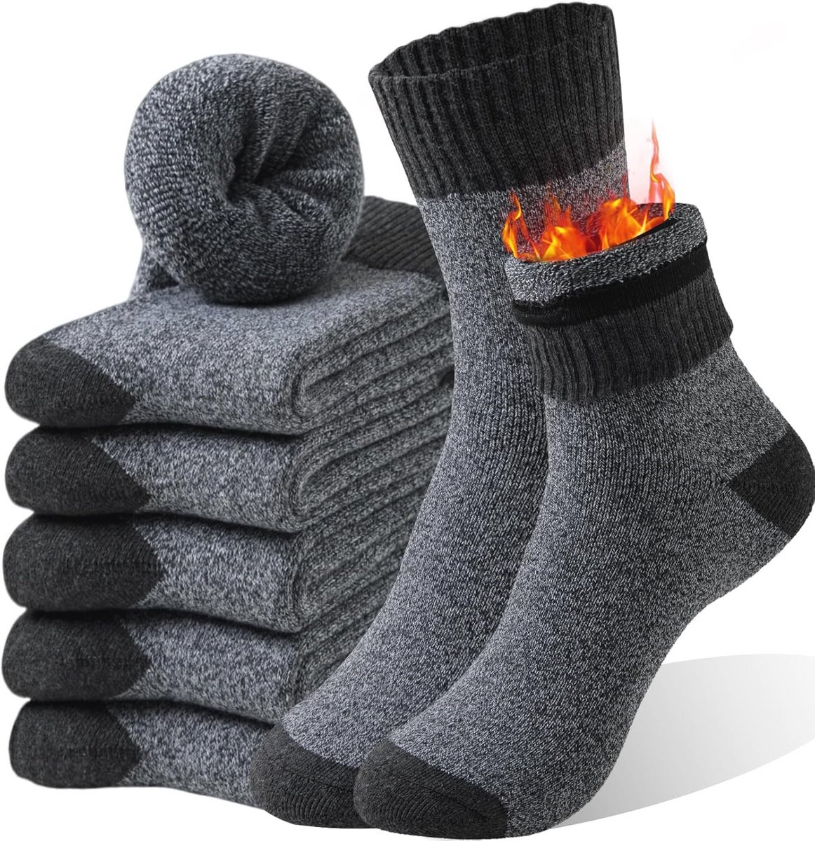 Thermal Winter Socks voor Heren - Dikke Warmte Sokken - 5-Paar