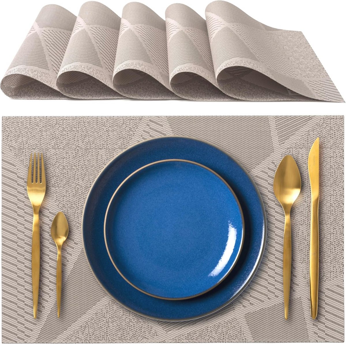 Set van 6 Elegante Placemat - 45 x 30 cm - Wasbaar en Warmtebestendig voor Eettafel