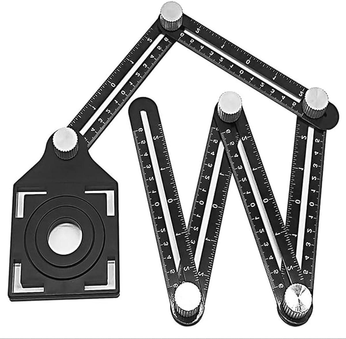 Allecta - Hoek Template Gradenboog Heerser Metaal Verstelbaar Meetapparaat Timmerlieden Tegels Bestrating Gat - Sjabloon Stencil Tool.
