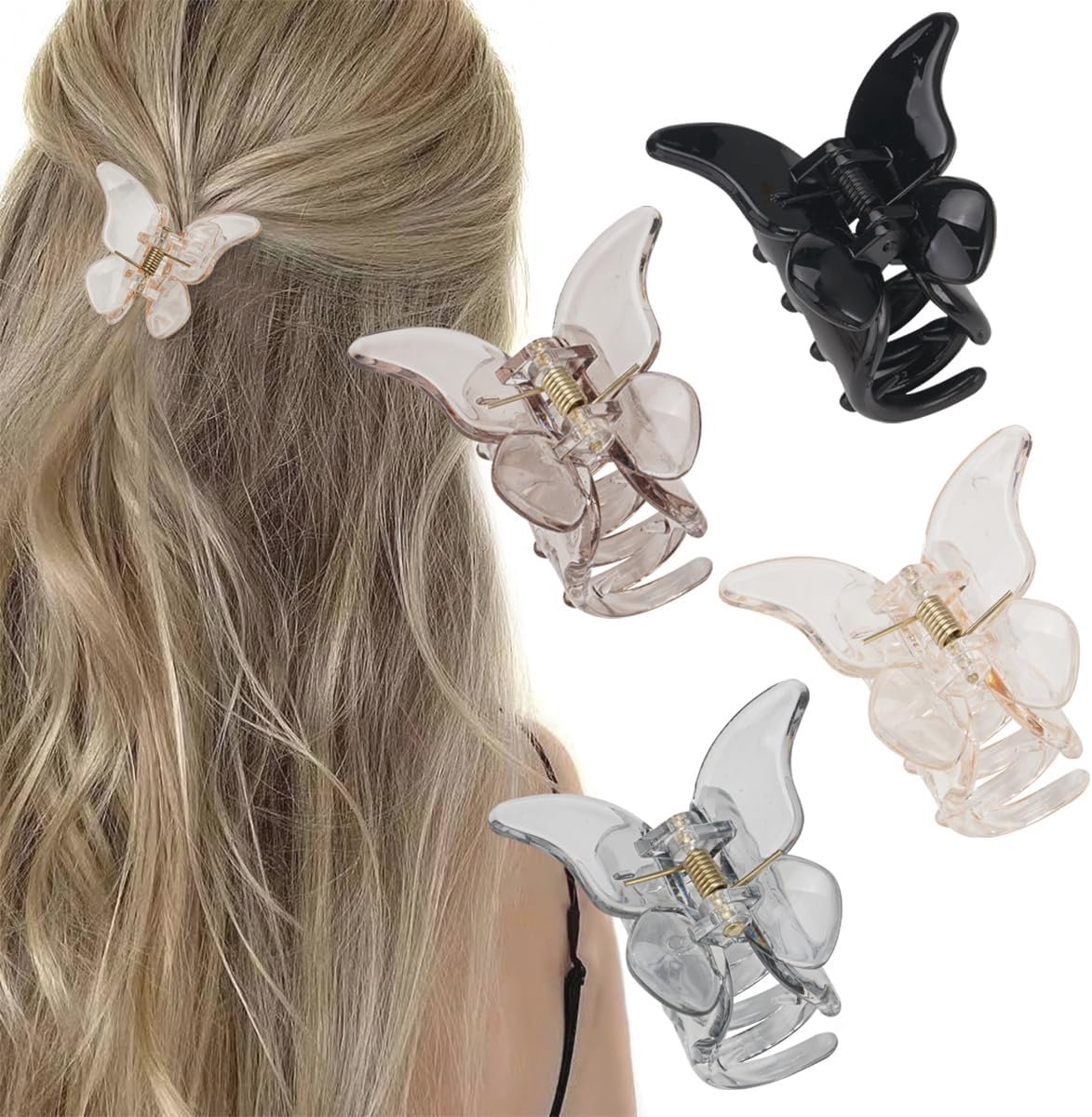 Kleine haarclips met vlindermotief - 4 stuks voor dun haar