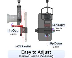 Universele Digiscoping Adapter voor Telefoon - Hoge Precisie met 3-Assige Metalen Houder voor Telescoop en Microscoop