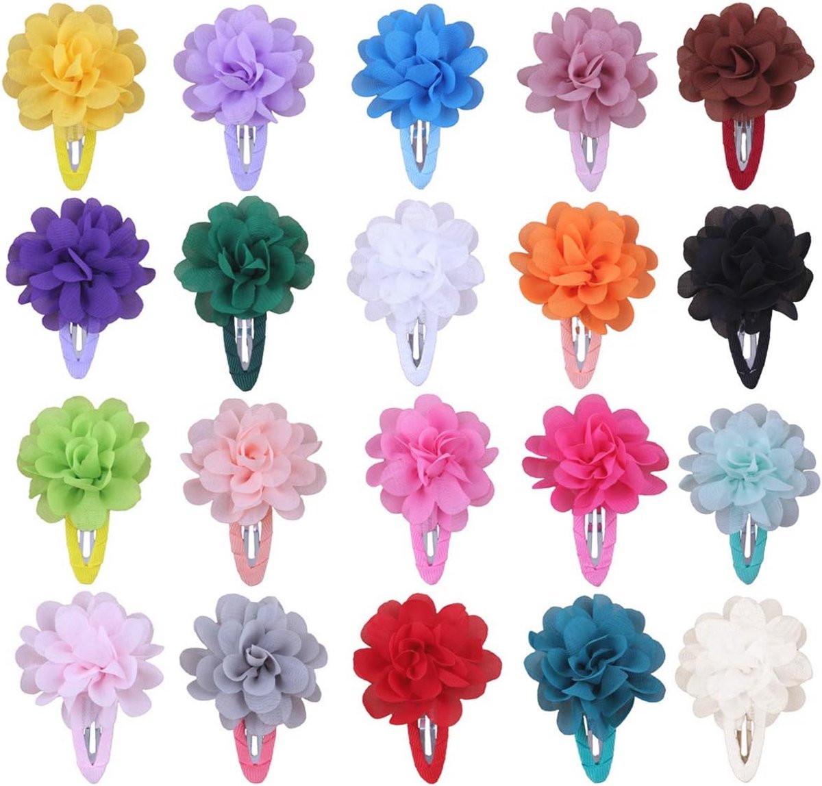 Veelkleurige bloem haarclips - 20 stuks haaraccessoires voor meisjes en vrouwen