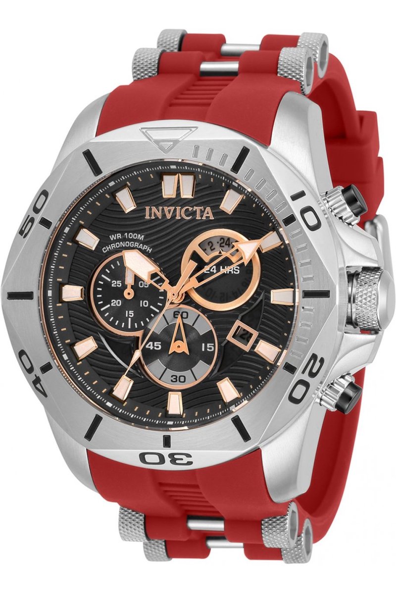 Invicta Speedway 32254 Heren Horloge - Waterdicht - Analoog - Quartz Uurwerk - Roestvrij Staal met zwarte Wijzerplaat - 50mm