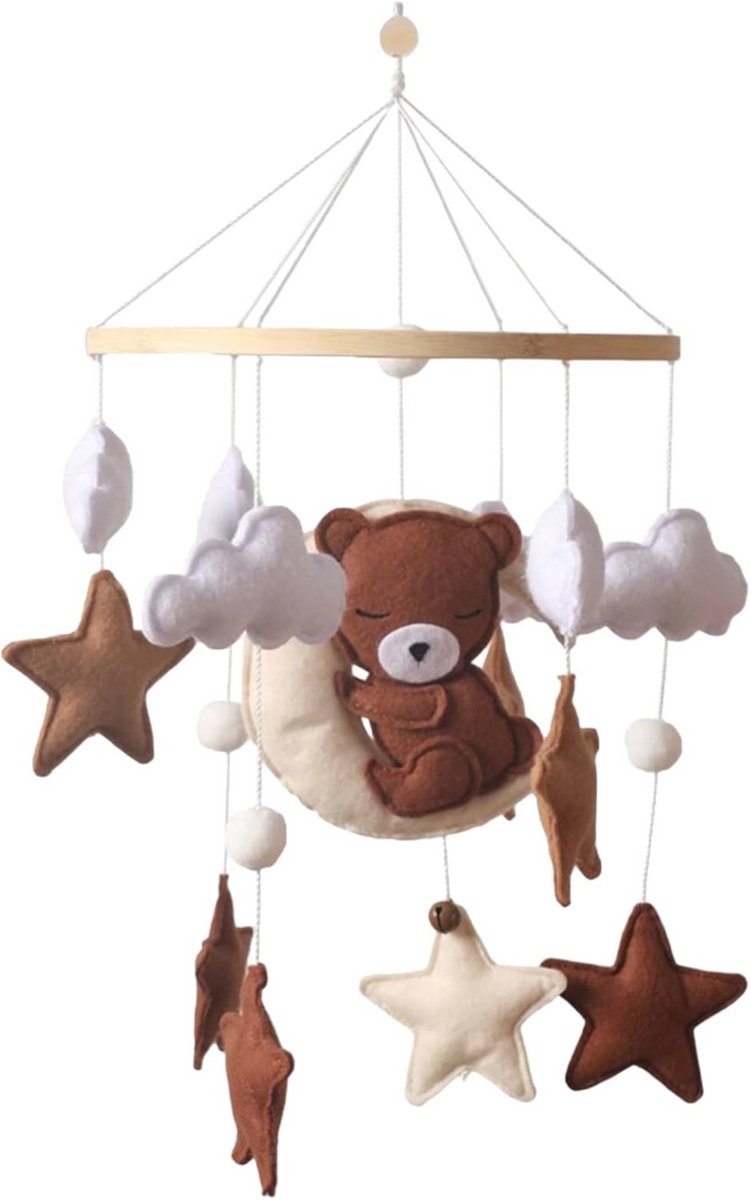 Mobiele baby windgong met miniatuurbeer en olifant