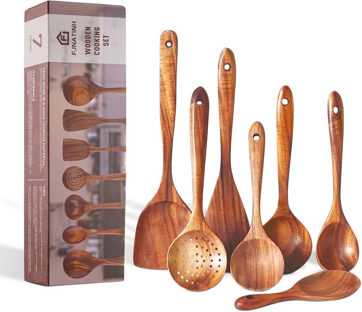 Houten Spatel Set 7-delige Keuken Gereedschap voor Koken