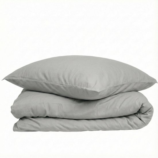 Housse de couette Tuur® 140x220 - 100% Coton Bio - Gris Timeless - Certifiée GOTS - Avec insert goulot de bouteille
