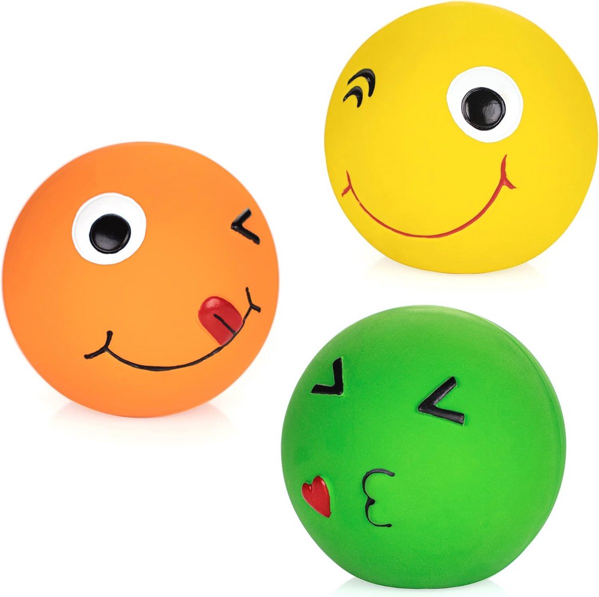 3-Pack Latex Squeaky Dog Toy Balls for Interactive Play