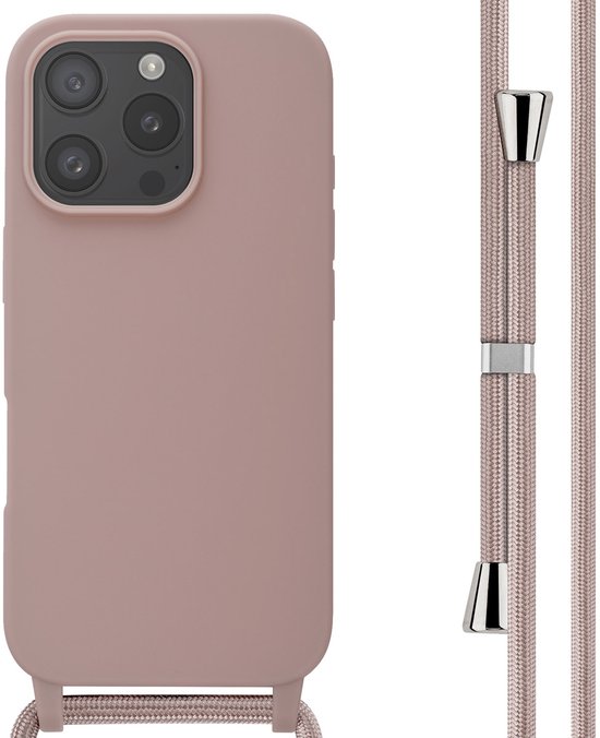imoshion Case Convient pour iPhone 16 Pro Case avec cordon - imoshion Coque en Siliconen avec cordon - rose