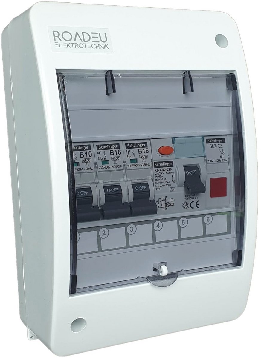 Schakelbord met Lichtdetector en Signaallamp - Aardlekschakelaar 40A met Automatische Zekeringen in Opbouwverdelkast