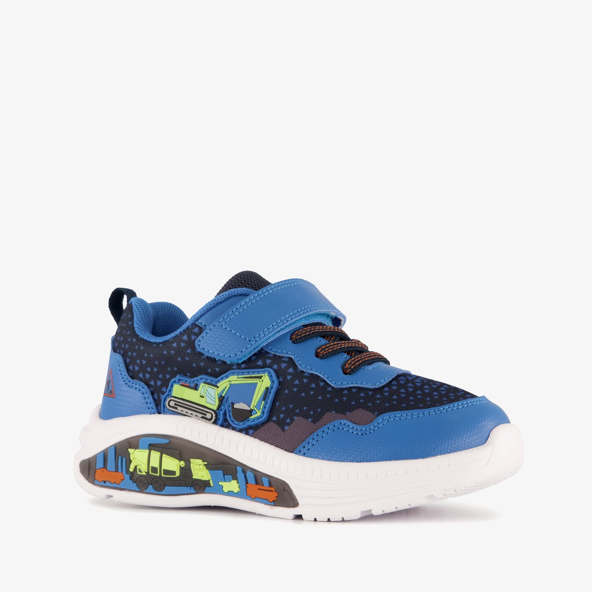 Blue Box jongens sneakers met lichtjes en graafmachines - Blauw - Uitneembare zool - Maat 24