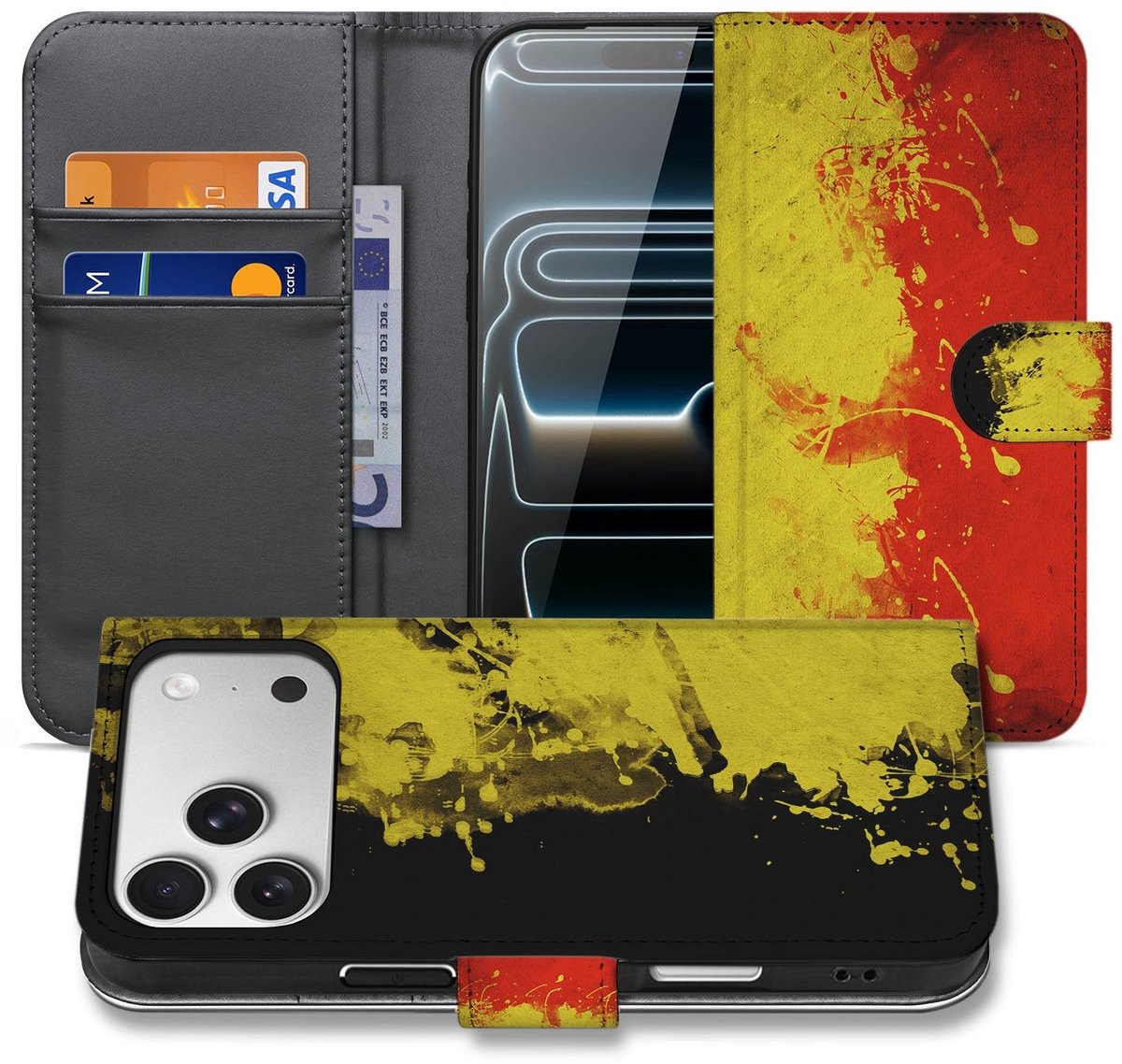 Apple iPhone 17 Pro Bookstyle Hoesje Belgische Vlag Met Pasvak