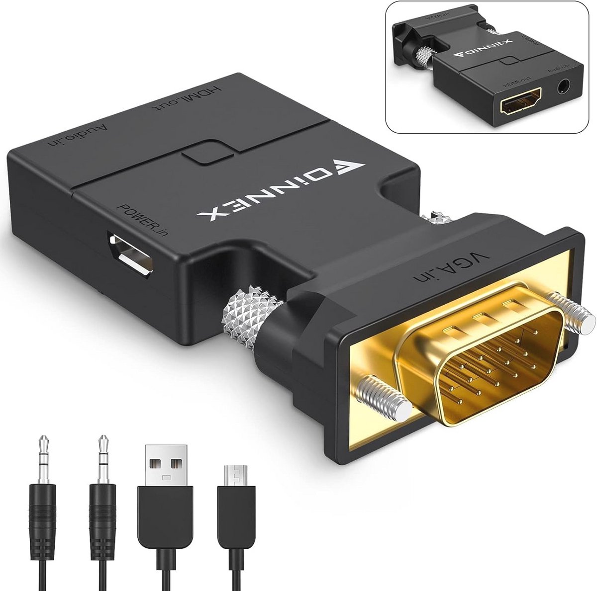 VGA naar HDMI Adapter met Audio - 1080p VGA naar HDMI Converter voor Laptop en PC
