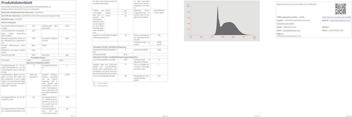 LED Lamp E14 2.30 W - Matt - 160° Stralingshoek - Natuurlijk Daglicht 6500 K