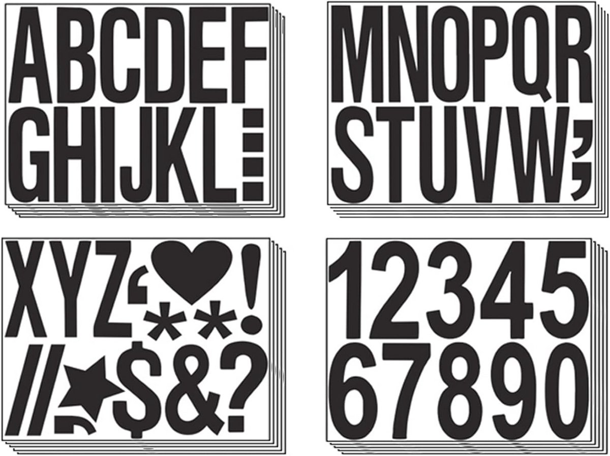 Zwarte Zelfklevende Briefstickers voor Huisnummers en Adreslabels - 20 Vellen