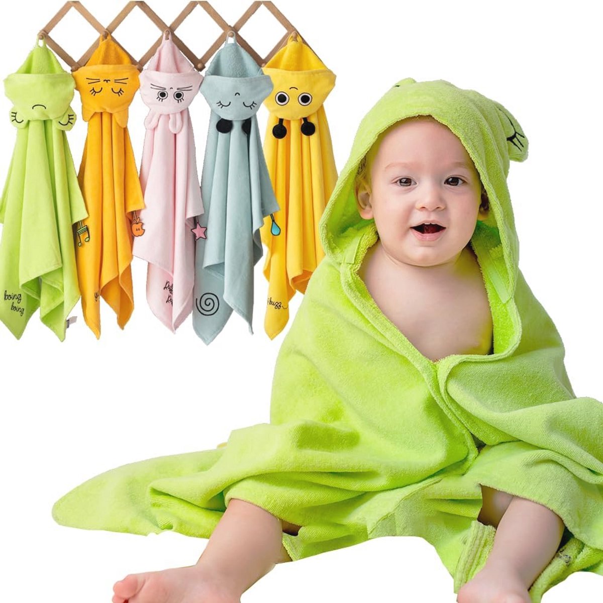 Baby Badcape met Capuchon - Badhanddoek voor Baby's 0-2 Jaar - Groen