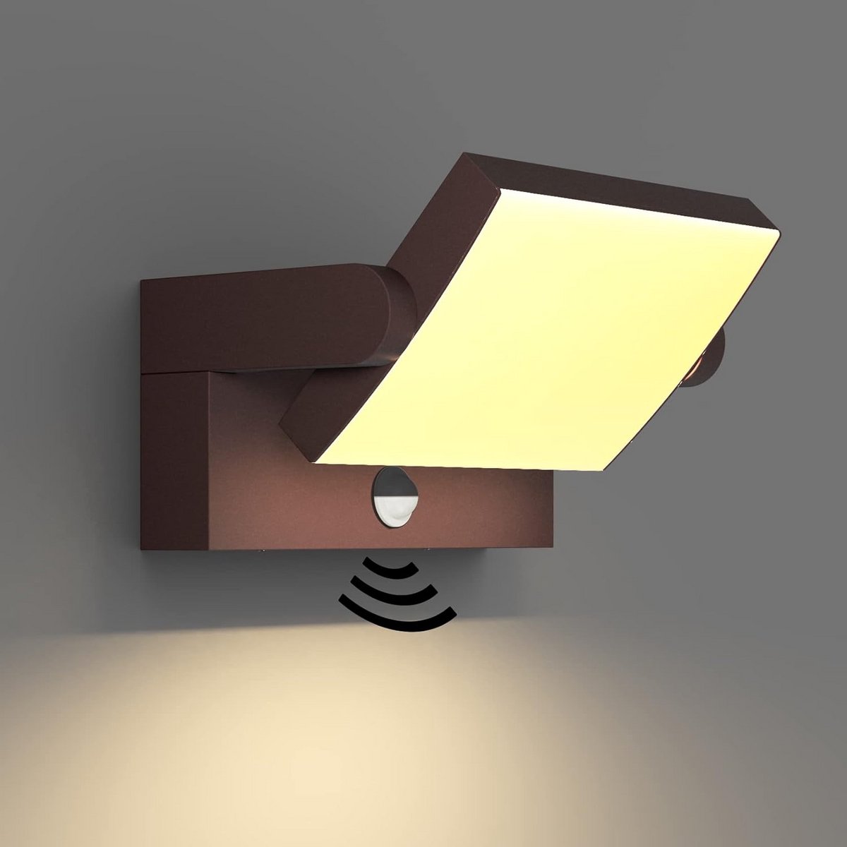 Wandlamp met Bewegingsmelder en Draaibaar LED-paneel voor Binnen en Buiten - 1500 Lumen, IP65, Warmwit 3000K