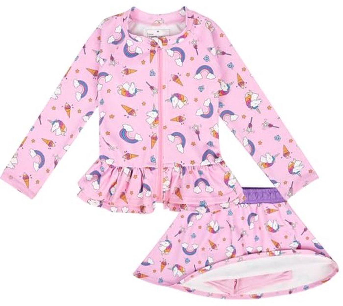 Tweedehands UV-bescherming Badpak voor Baby's - Rash Guard Set met Lange Mouwen voor Meisjes en Jongens