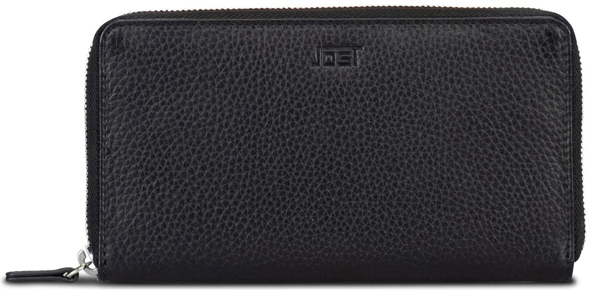 JOST Leren portemonnee Vika Zip Wallet Black zwart