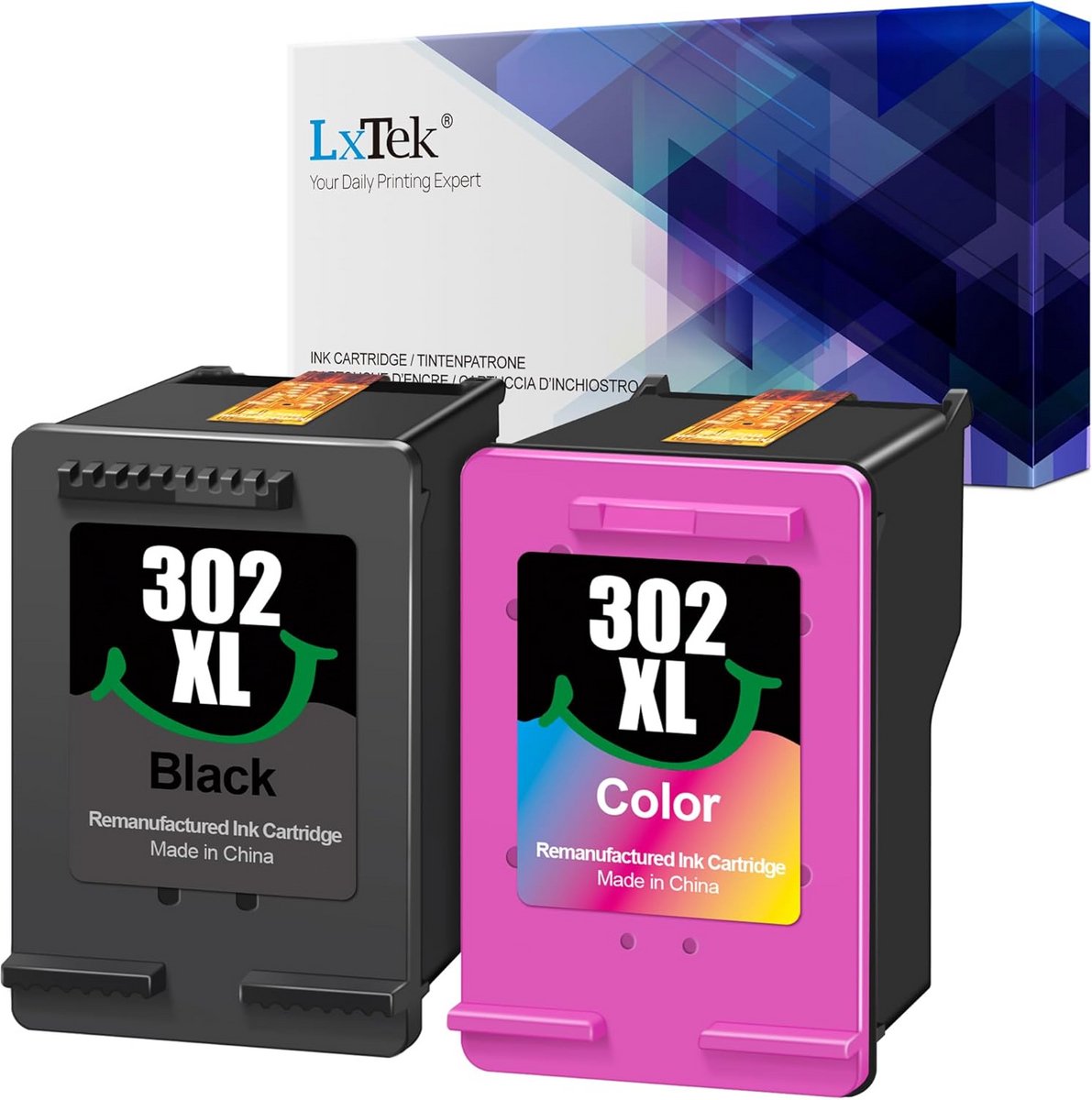 Ervangende Inktcartridges Compatibel voor 302 XL - 2-Pack voor Officejet 3831, 3830, 5230, 5220, Envy 4525, 4527, DeskJet 3630, 2130