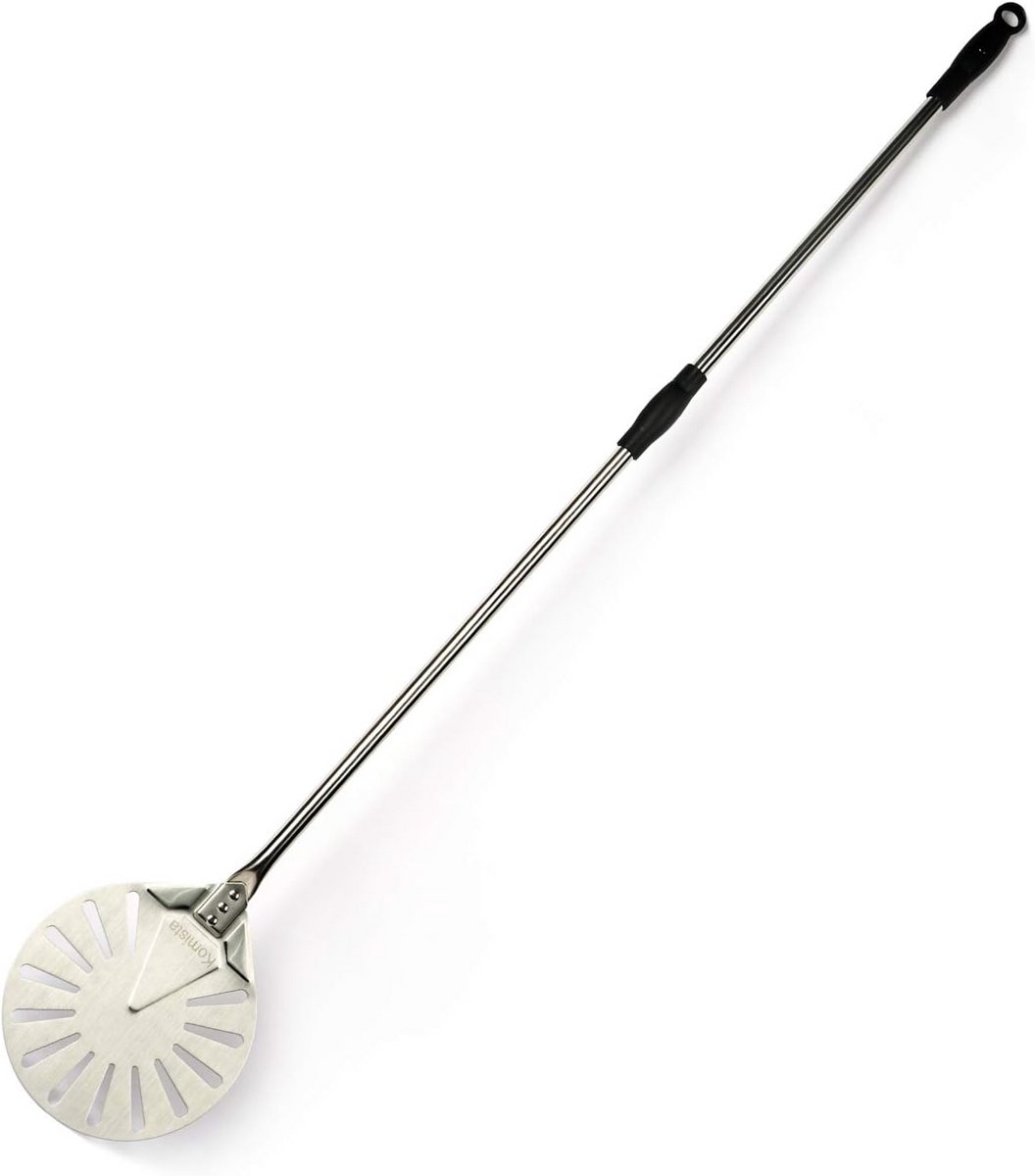 Ronde Geperforeerde Pizza Peel met Lange Handgreep voor Baksteen Oven - 9 inch
