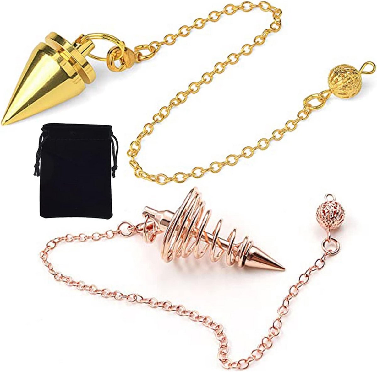 Puntige koperen slinger esoterie kegel pendulum voor reiki-genezing en energetische therapie (roségoud, goud)