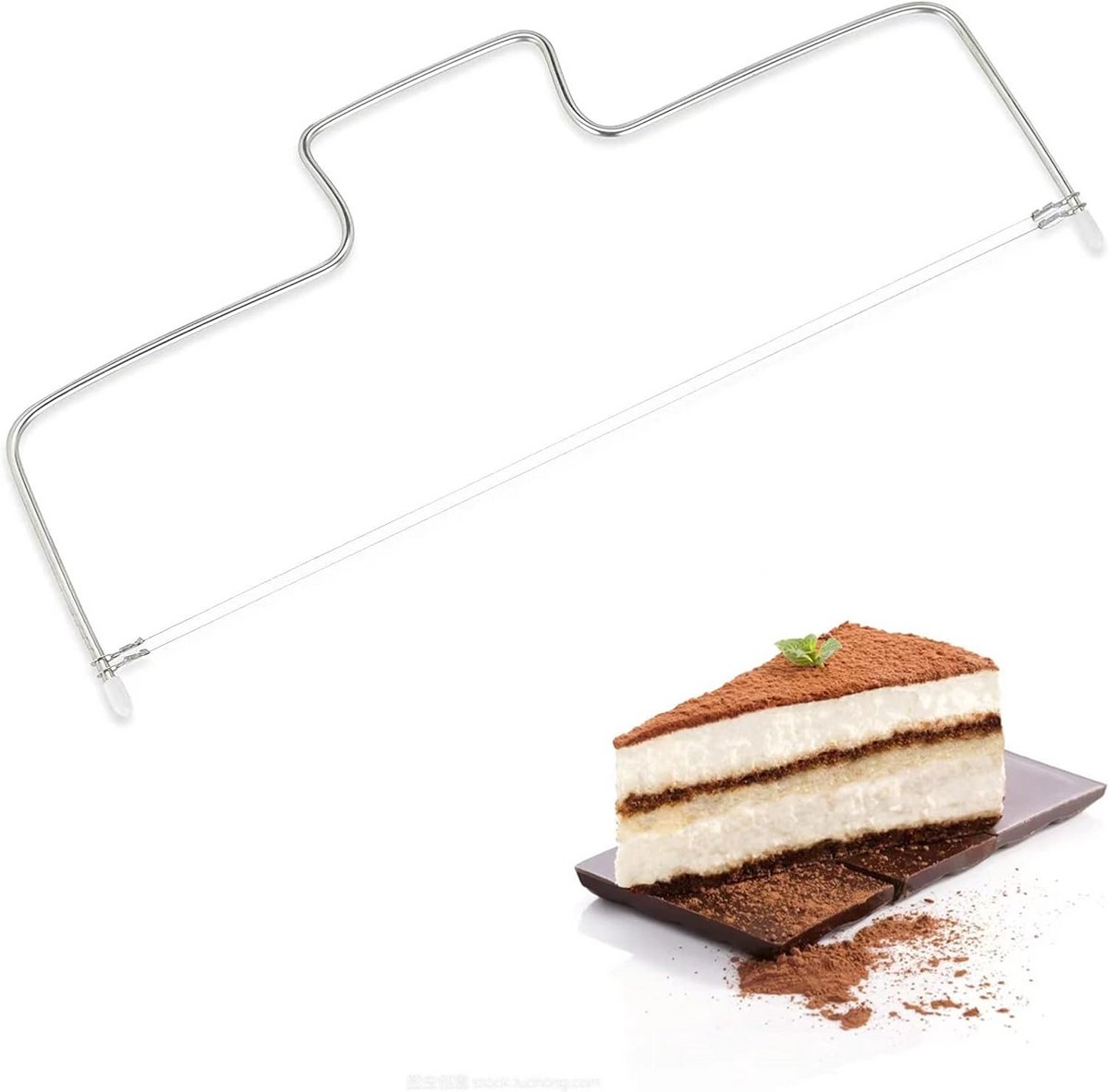 Roestvrijstalen Taartsnijder met Verstelbare Snijdraad voor Thuis en Bakkerijen - 32 cm