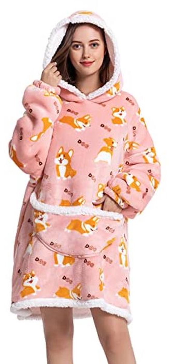 Oversized Deken Hoodie voor Dames en Heren - Comfortabele Fleece Draagbare Deken met Capuchon