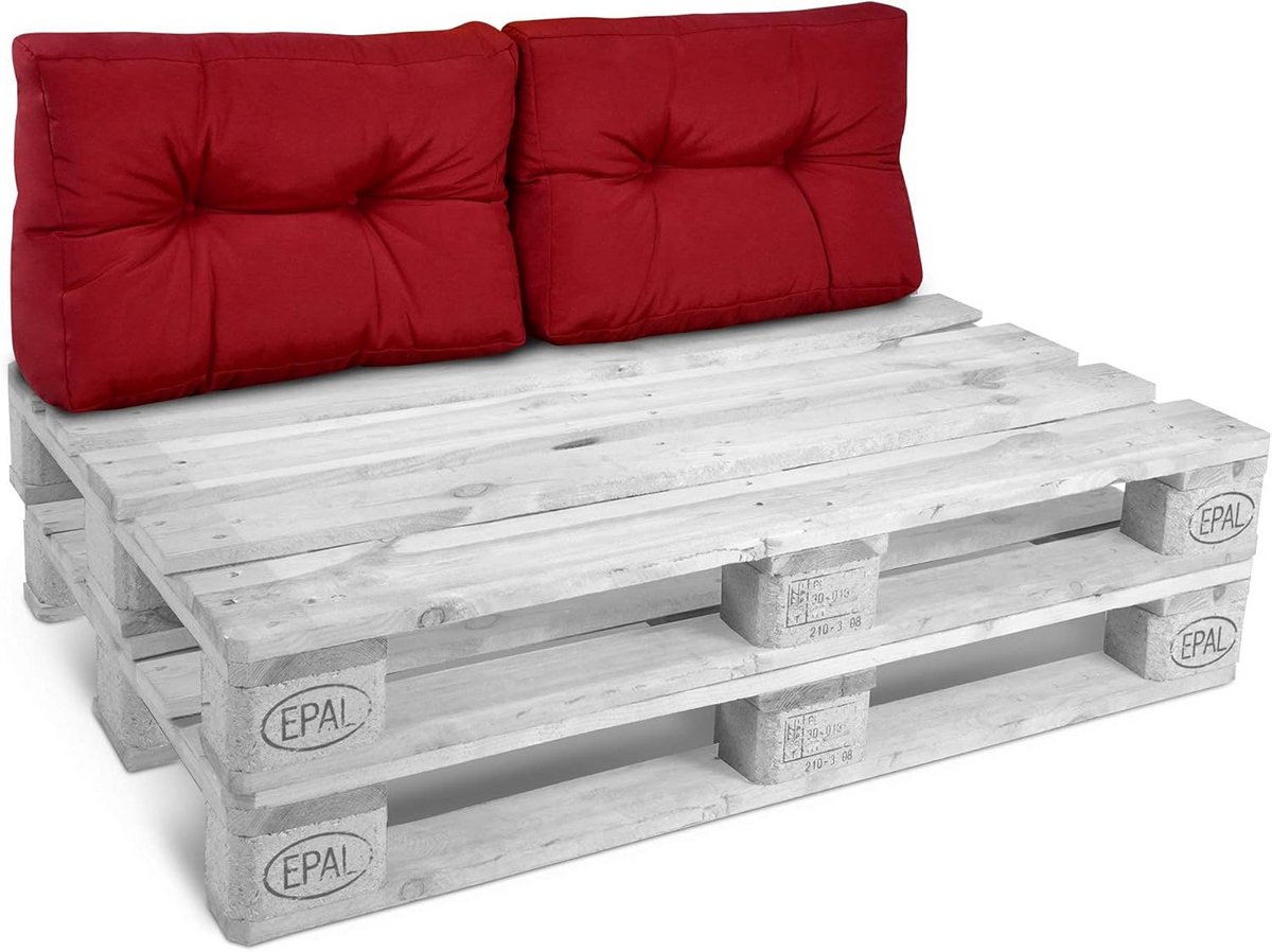 Palletkussens Set van 2 voor Sofa - Rood - Kussens van Mattress Kwaliteit voor Pallet Meubels