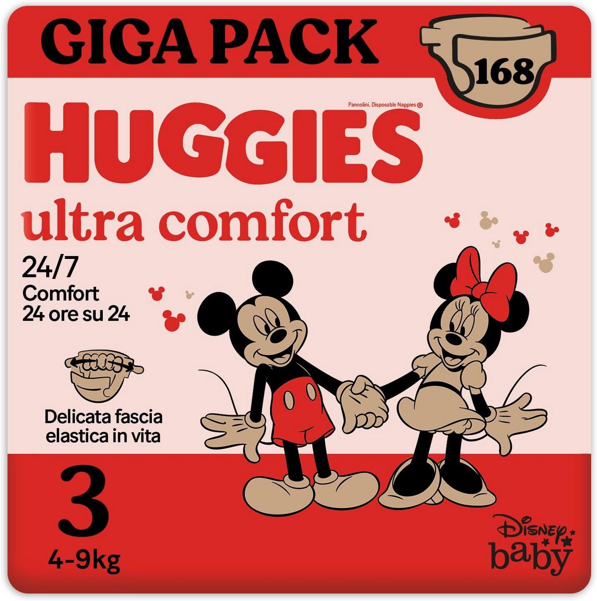 Ultra Comfort/Little Movers Nappies - Size 3 (4-9 kg) - Hoog Absorberend en Volledige Bescherming, 168 Stuks