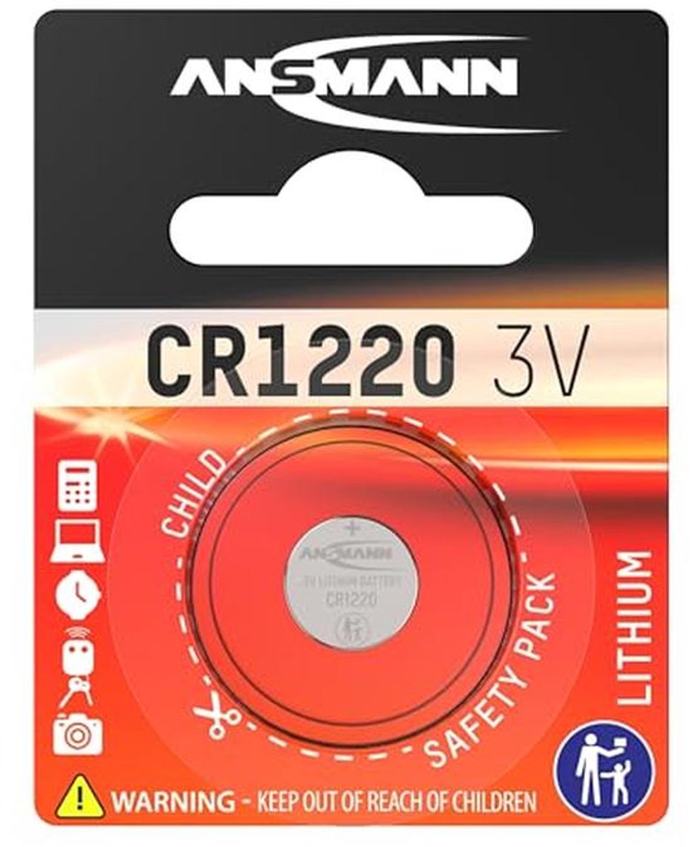 Knoopcelbatterij Lithium CR 1220 - 3V voor meerdere toepassingen