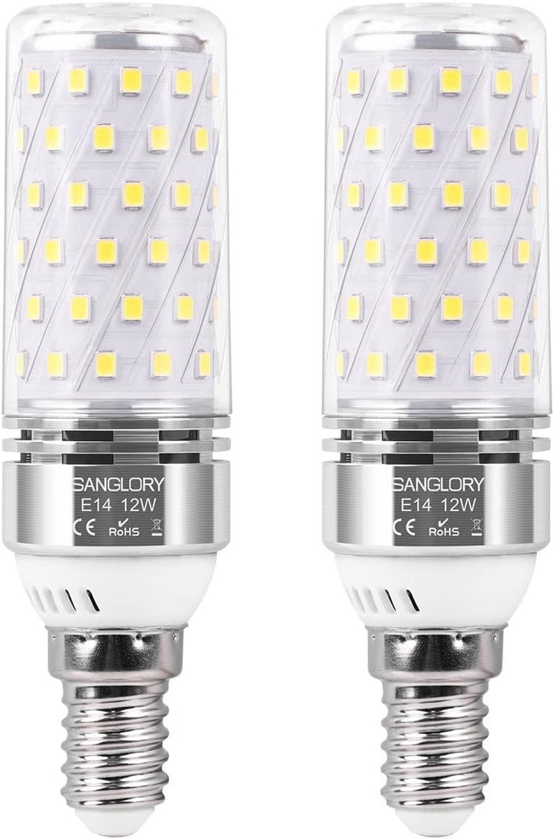 E14 Ledlamp 12W Daglichtwit 5000K - Vervangt 100W Gloeilamp, 1350 Lumen, 2 Stuks