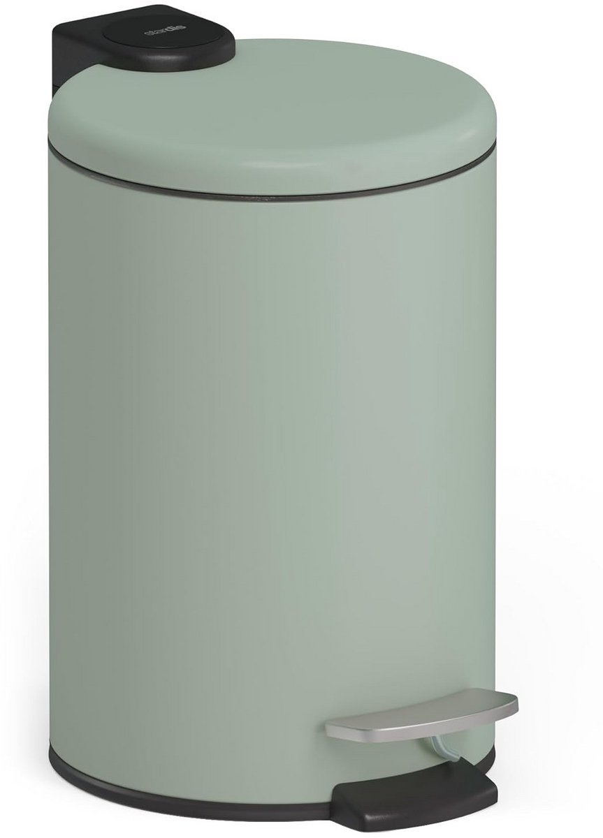 Pedaalemmer 3 liter - roestvrij staal - pastelgroen - softclose - stofvrij deksel - badkamer en keuken