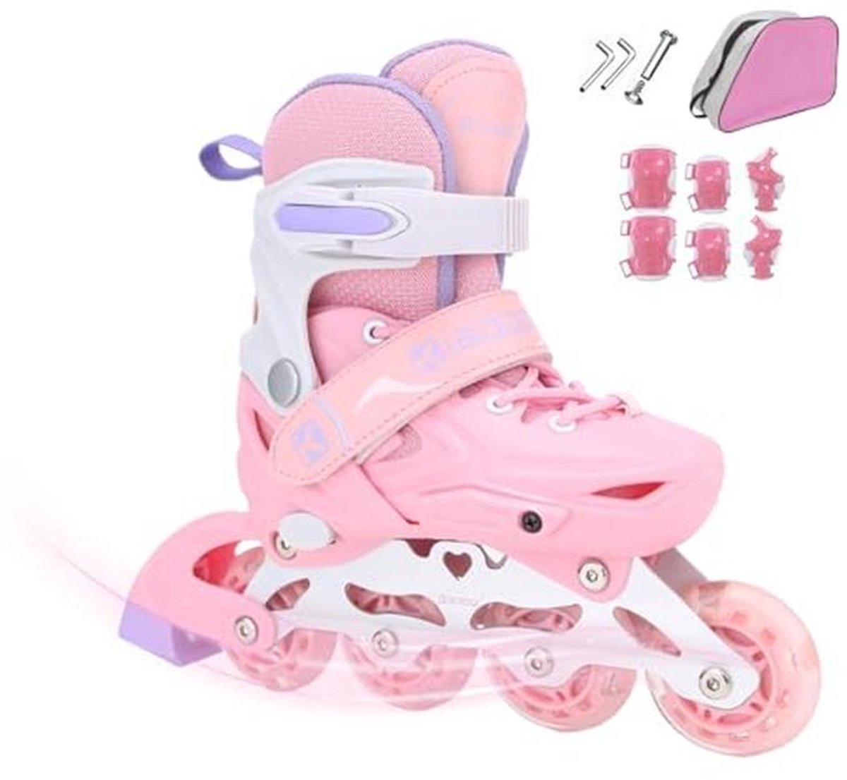 Verstelbare inline skates voor kinderen met verlichte wielen en beschermers - ideaal voor beginners en tieners