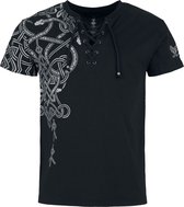 Black Premium by EMP Zwart T-shirt met vetersluiting - Heren - XL